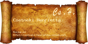 Csetneki Henrietta névjegykártya